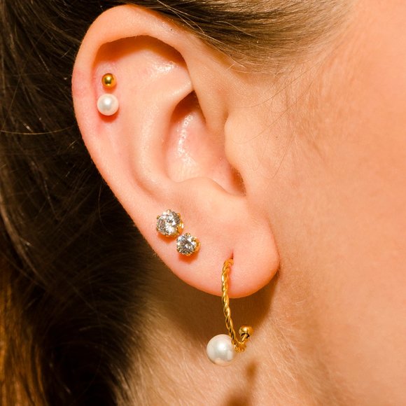 REIGN 3-Pair Zirconia Gemstone Earrings Stud Set - Picture 2 of 5